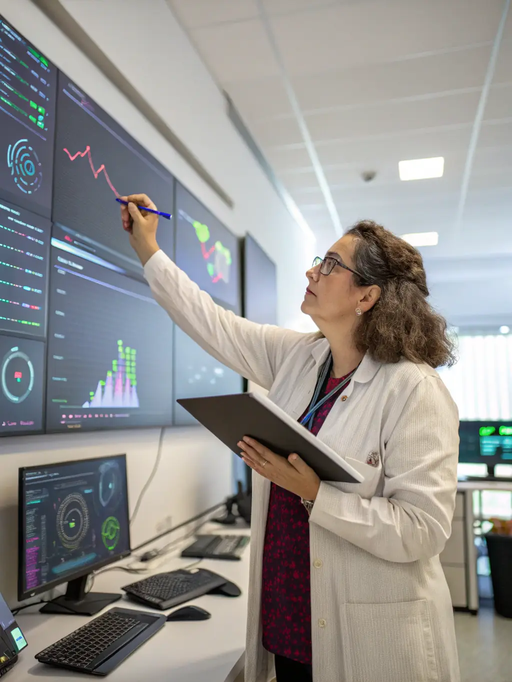 A data scientist analyzing data visualizations on a screen, representing a Data Scientist leveraging AWS data services.